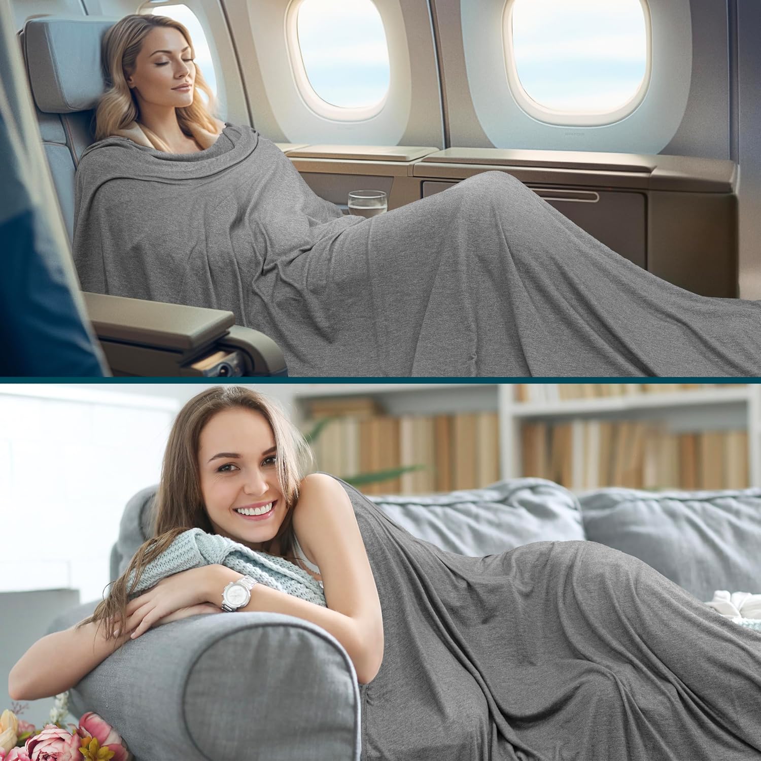 PAVILIA Travel Blanket Airplane Compact with Bag, Soft Packable Plane Blanket Kids Adults, Portable Camping Flight Essentials, Travelers Gifts Accessories, Luggage Backpack Strap, 65x40 Gray - Image 7