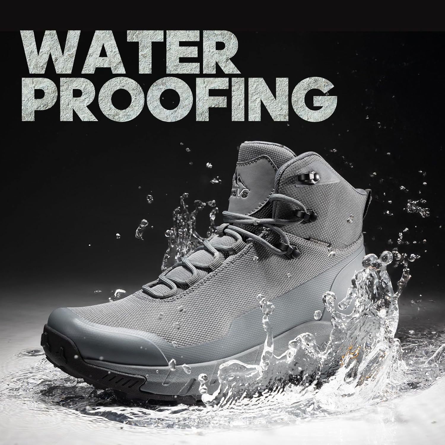 NORTIV 8 Men's Mid Waterproof Hiking Boots Outdoor Lightweight Breathable Trekking Camping Mountaineering Shoes HydroTrek - Image 3