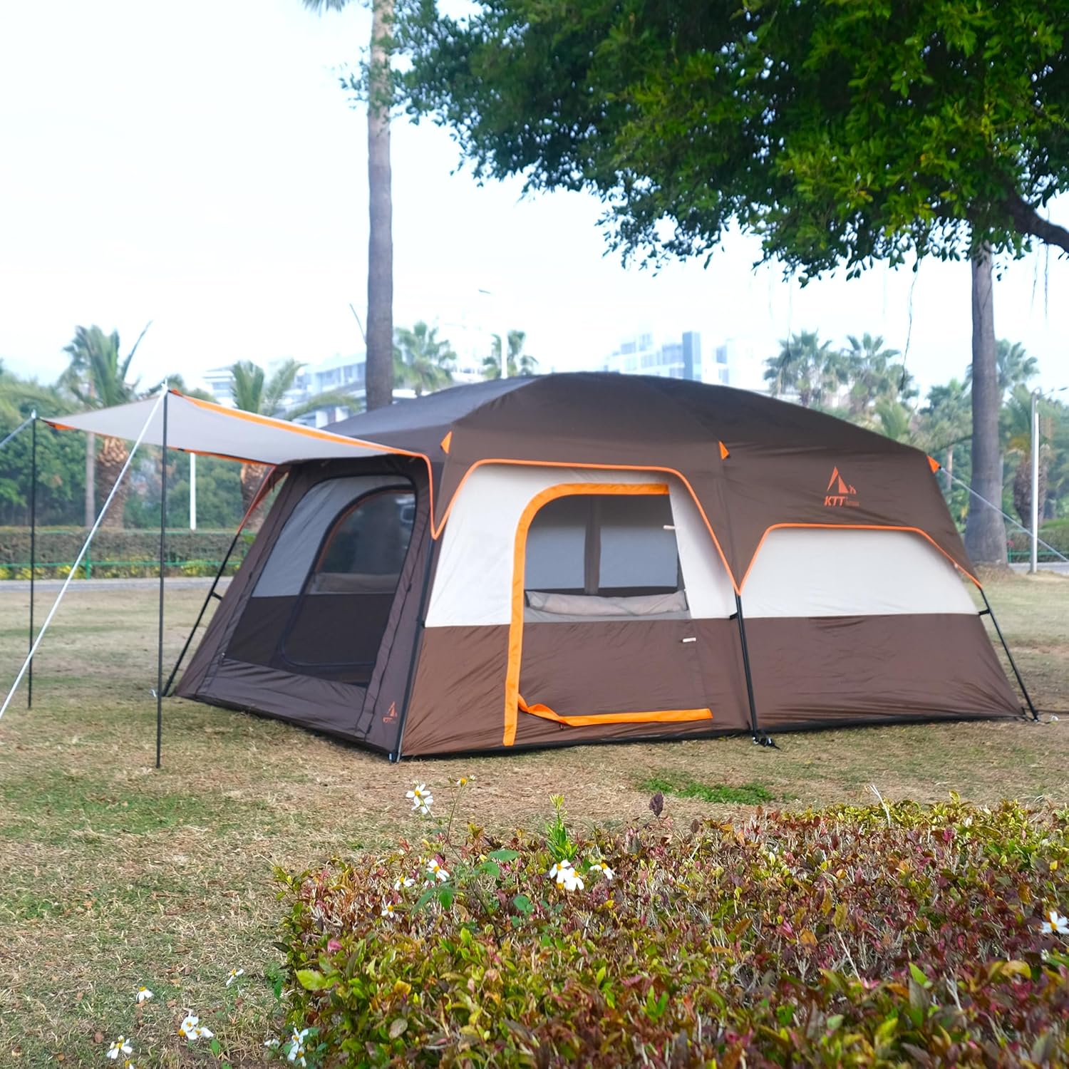 KTT Extra Large Tent 6-10-12-14 Person(A),Family Cabin Tents,2 Rooms,3 Doors and 3 Windows with Mesh,Straight Wall,Waterproof,Double Layer,Big Tent for Outdoor,Picnic,Camping,Family Gathering - Image 7