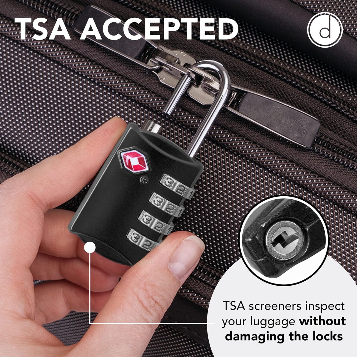 TSA Locks for Luggage, 2-Pc Durable Steel Padlock, Keyless Easy to Read 4-Digit Combination Lock for Backpacks, Travel Suitcases, Toolbox, Filing Cabinets, Baggage & Gym Locker, Black - Image 4