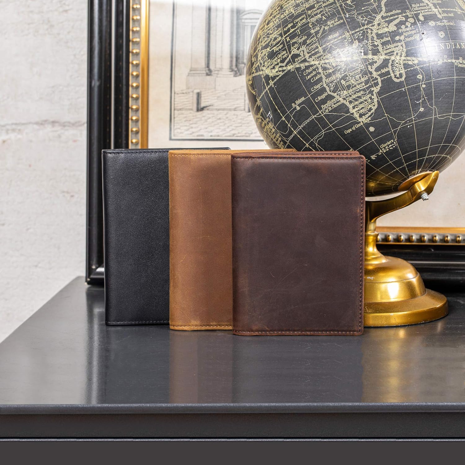 Polare Slim RFID Blocking Leather Passport Holder Travel Bifold Wallet For Men - Image 4