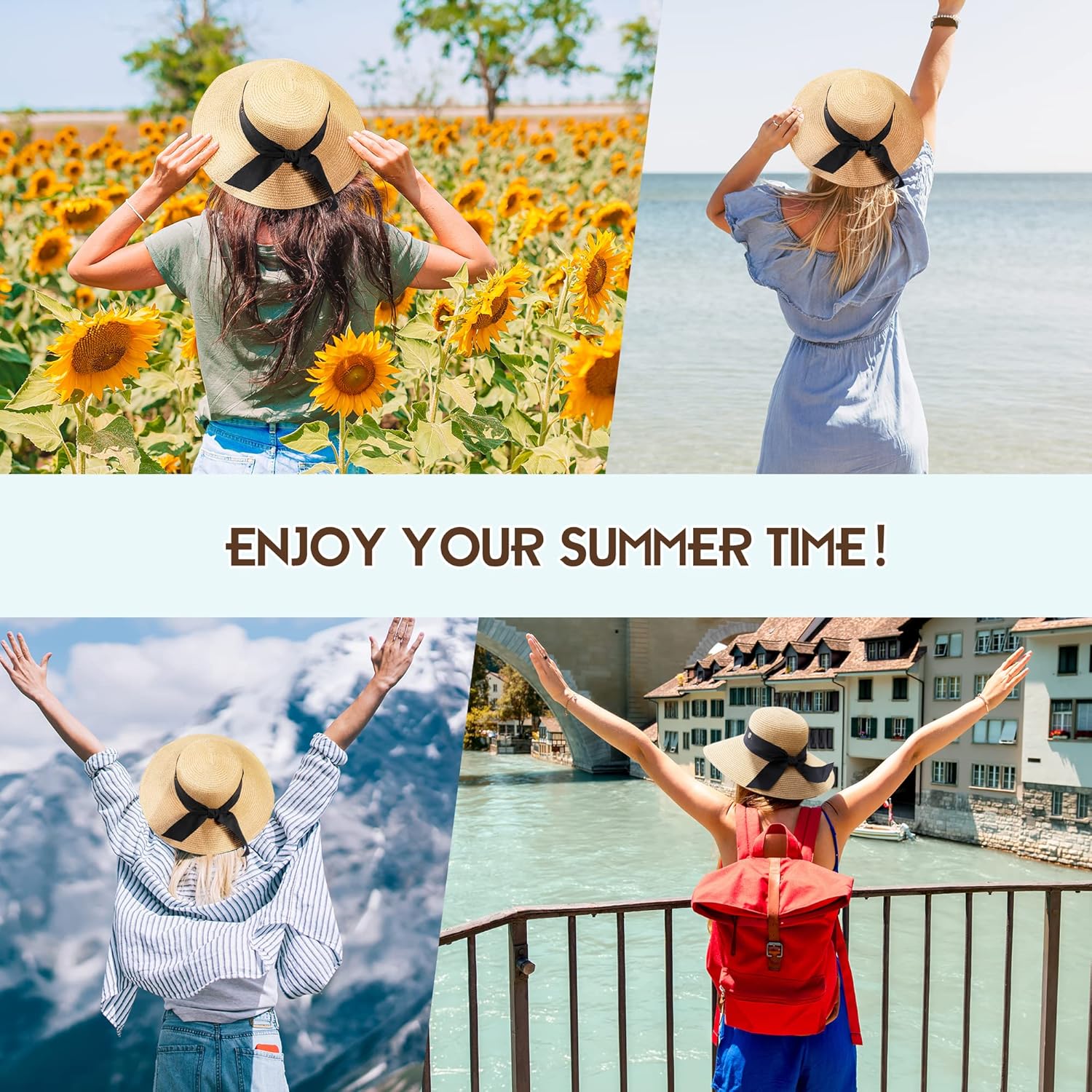 Beach Hat for Women, Wide Brim Sun Straw Hats for Women, Sun Hat Womens UPF 50+ UV Protection, Floppy Foldable Summer Hats - Image 9