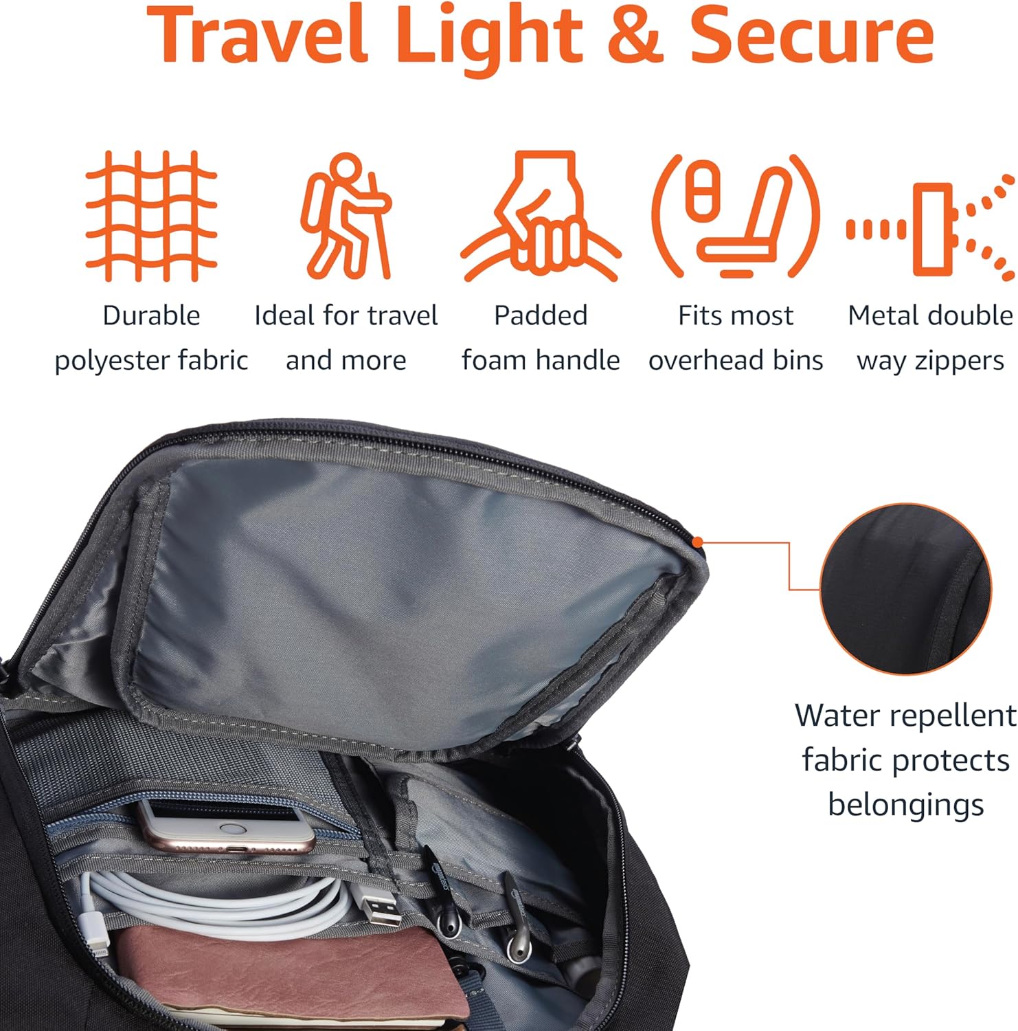 Amazon Basics Travel Laptop Backpack for 15.6 inch Laptop, Black - Image 4