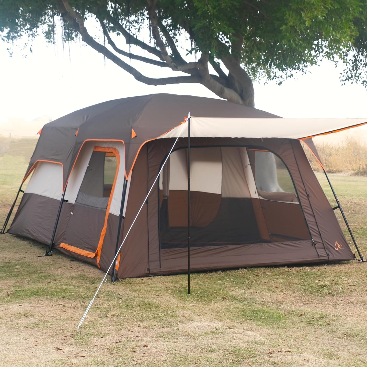 KTT Extra Large Tent 6-10-12-14 Person(A),Family Cabin Tents,2 Rooms,3 Doors and 3 Windows with Mesh,Straight Wall,Waterproof,Double Layer,Big Tent for Outdoor,Picnic,Camping,Family Gathering - Image 5
