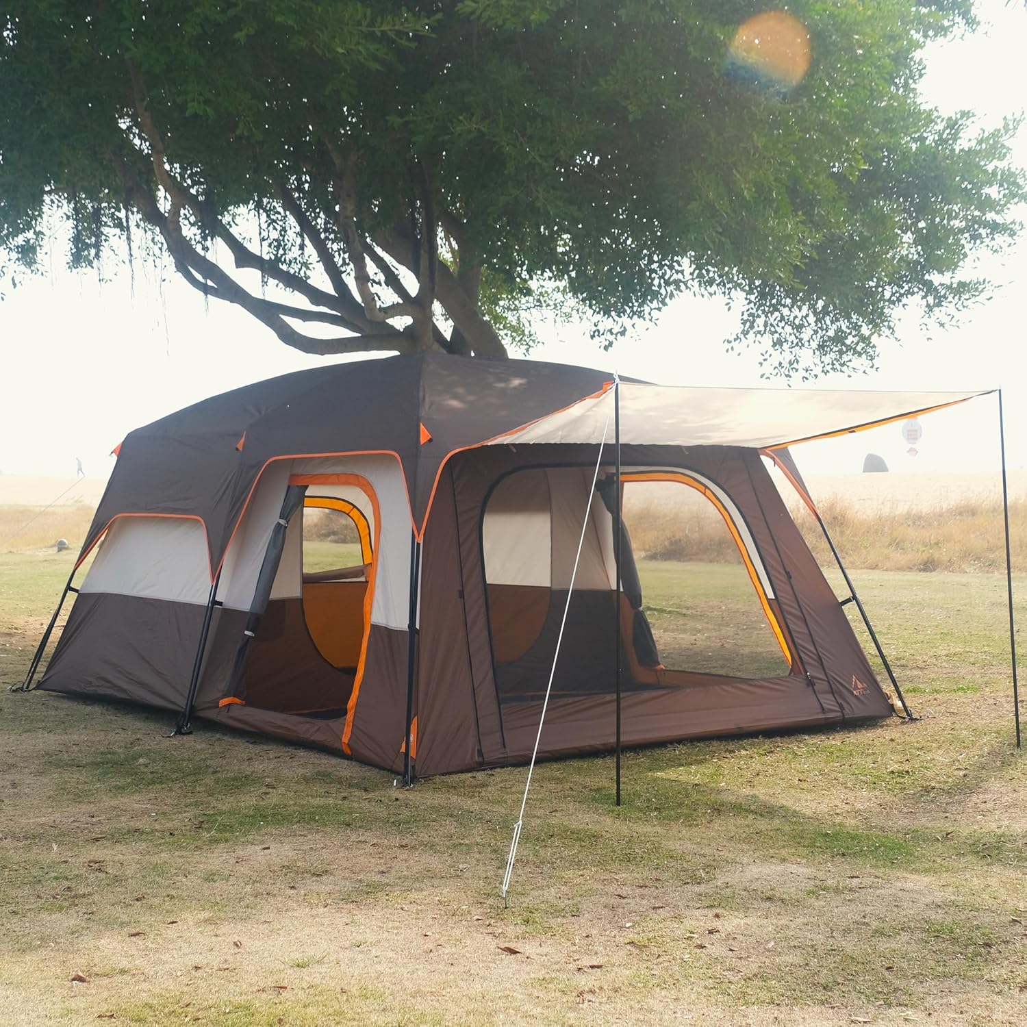 KTT Extra Large Tent 6-10-12-14 Person(A),Family Cabin Tents,2 Rooms,3 Doors and 3 Windows with Mesh,Straight Wall,Waterproof,Double Layer,Big Tent for Outdoor,Picnic,Camping,Family Gathering - Image 11