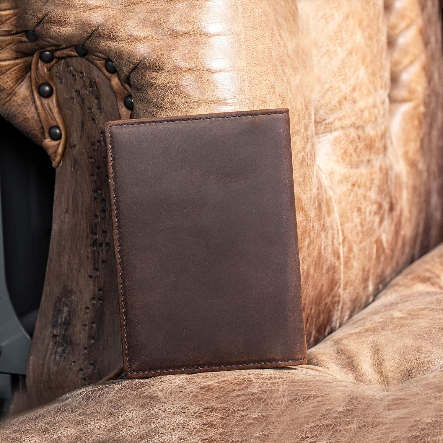 Polare Slim RFID Blocking Leather Passport Holder Travel Bifold Wallet For Men - Image 7