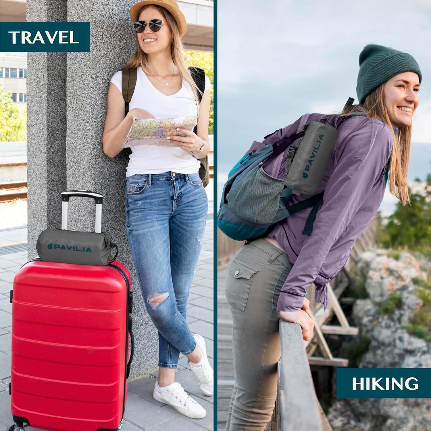 PAVILIA Travel Blanket Airplane Compact with Bag, Soft Packable Plane Blanket Kids Adults, Portable Camping Flight Essentials, Travelers Gifts Accessories, Luggage Backpack Strap, 65x40 Gray - Image 6