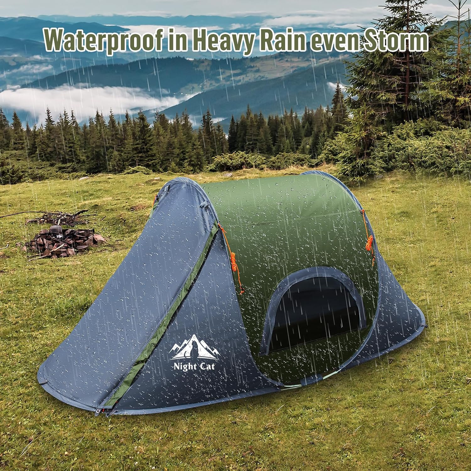 Night Cat Pop-up Camping Tent: 1 Person Tent Waterproof Instant Easy Setup Outdoor Tent - Image 6