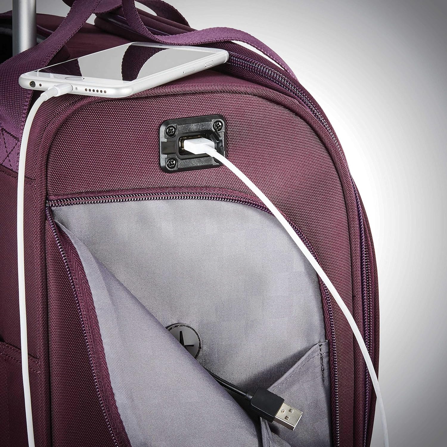 Samsonite Underseat Carry-On Spinner With USB Port, Purple, One Size - Image 6