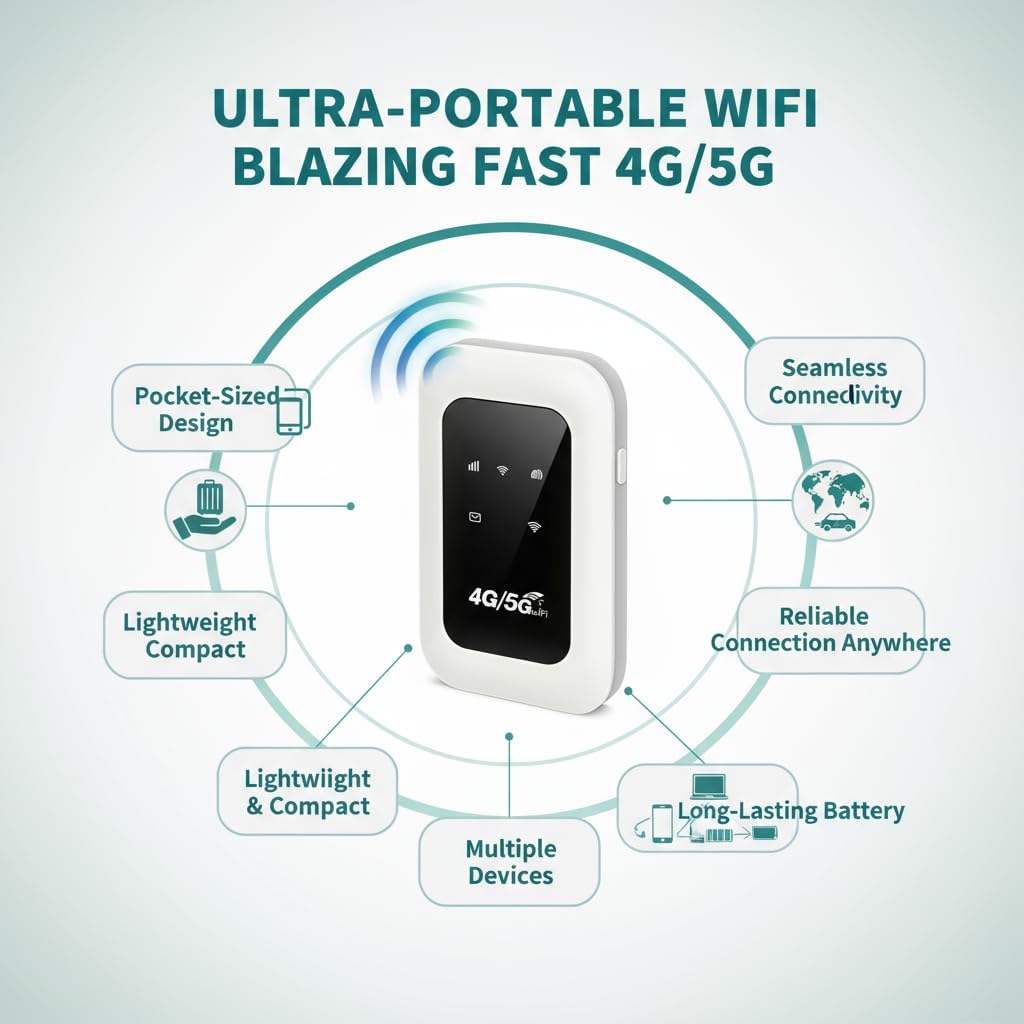 5G All-Network Portable WiFi, Portable WiFi Dongle, Power on and Use, Free for Life (Black) - Image 3