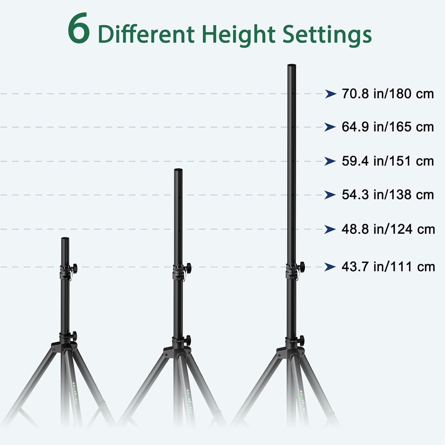 Pair of Speaker Tripod Stands Height Adjustable from 43.7'' to 70.8'' PA DJ Party Tripod Speaker Stand 35mm Compatible Insert - Image 4