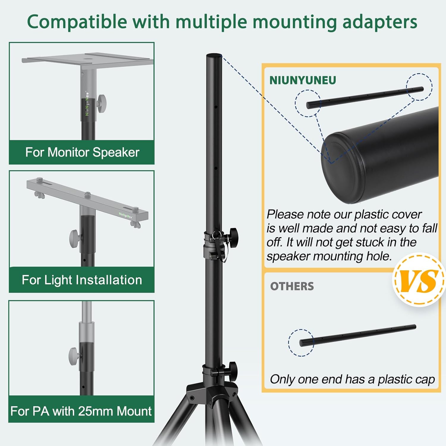 Pair of Speaker Tripod Stands Height Adjustable from 43.7'' to 70.8'' PA DJ Party Tripod Speaker Stand 35mm Compatible Insert - Image 6