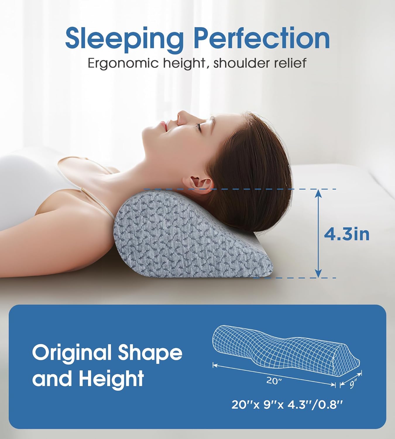 Cervical Neck Pillows for Pain Relief Sleeping, High-Density Memory Foam Pillow Neck for Bolster Support and Shoulder Relaxer, Decompression Devices Orthopedic Roll Pillow for Bed Office - Image 5