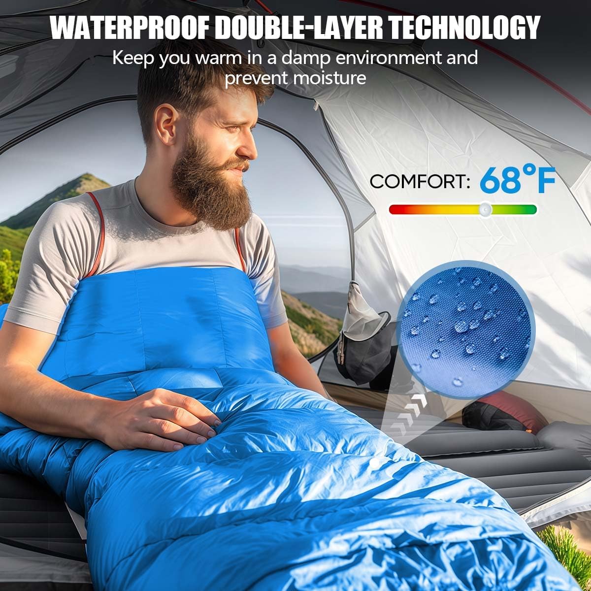 Camping Sleeping Bags for Adults Kids Waterproof Lightweight Sleeping Bag for Cold Weather or Warm Backpacking Hiking Mountaineering Indoor Outdoor Use - Image 6