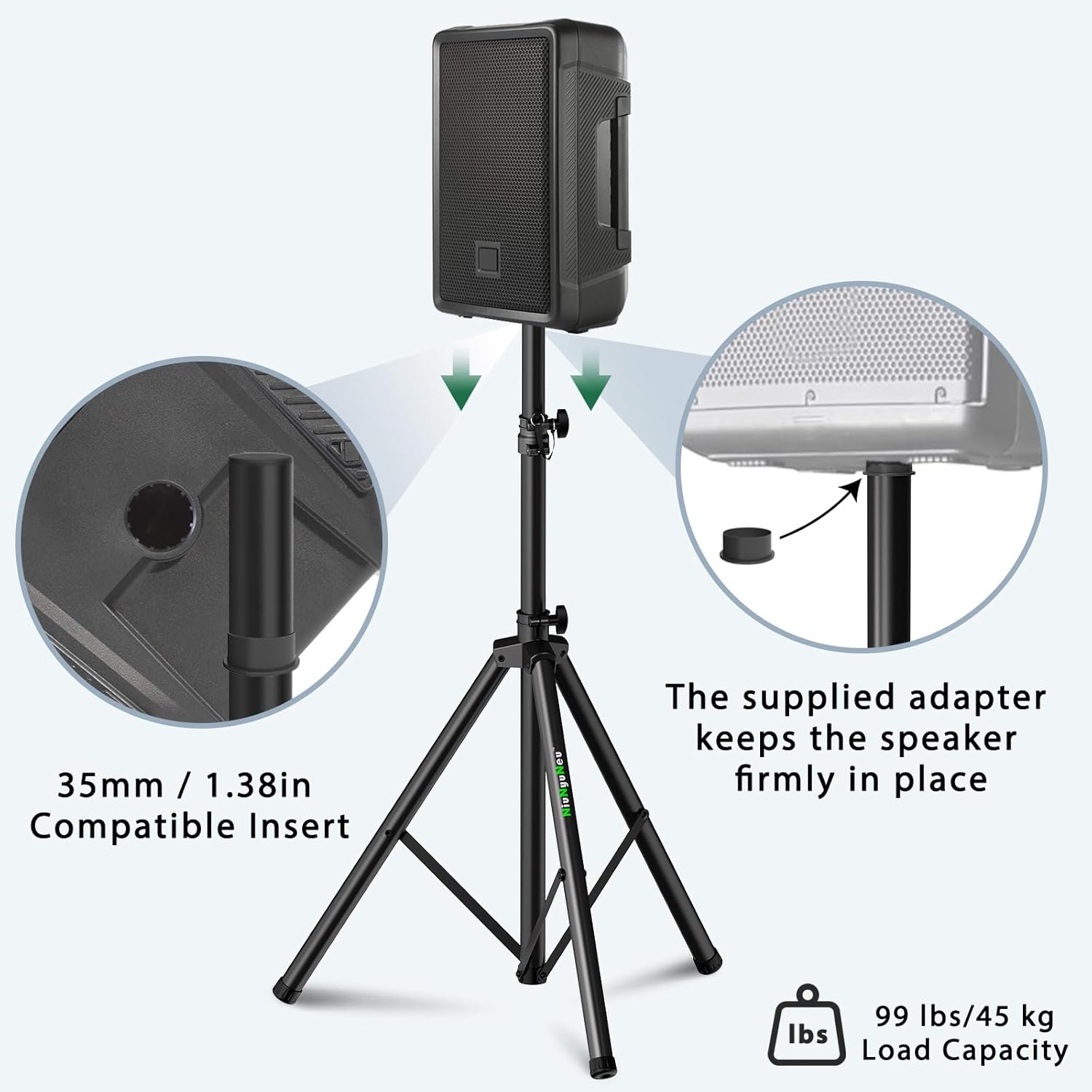 Pair of Speaker Tripod Stands Height Adjustable from 43.7'' to 70.8'' PA DJ Party Tripod Speaker Stand 35mm Compatible Insert - Image 3