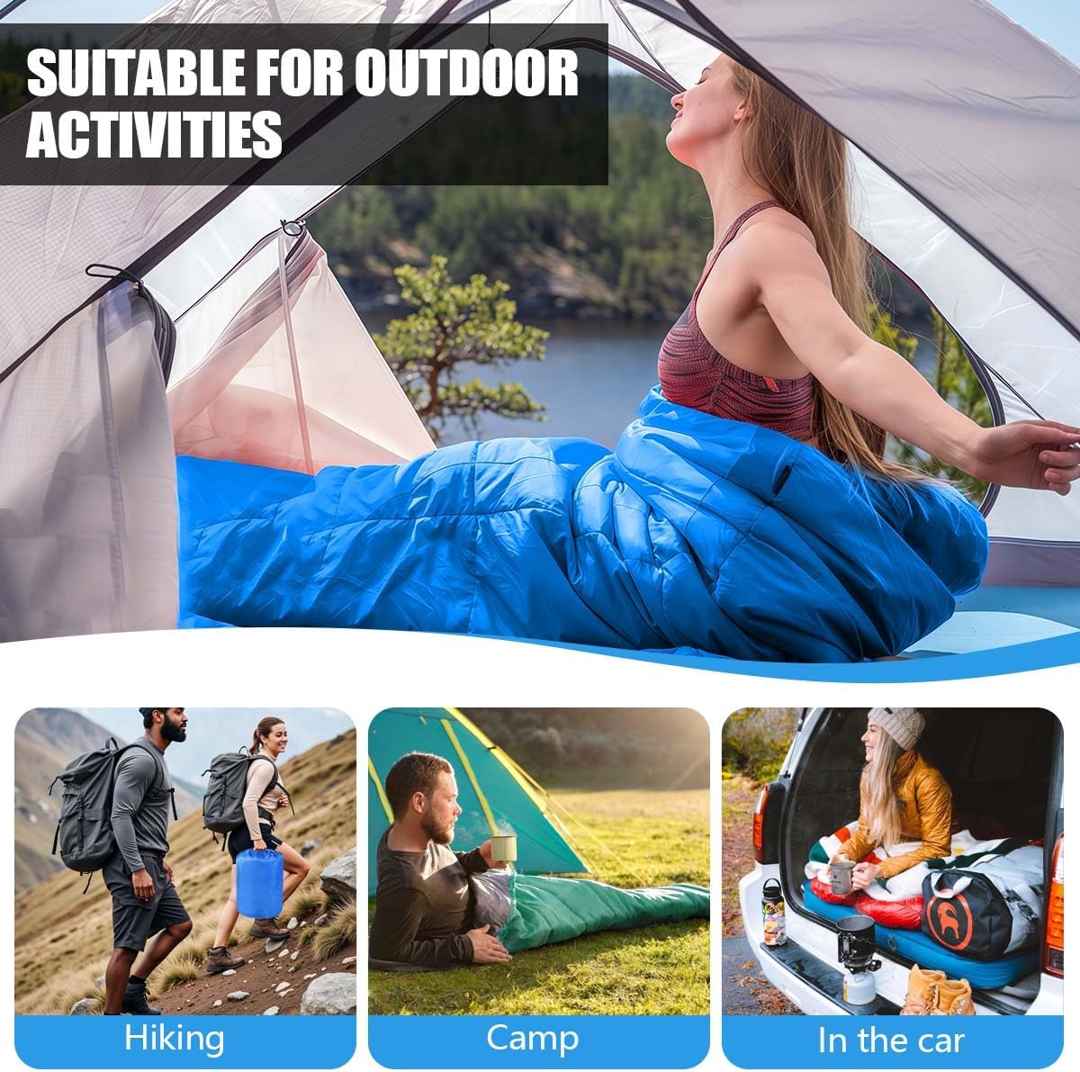 Camping Sleeping Bags for Adults Kids Waterproof Lightweight Sleeping Bag for Cold Weather or Warm Backpacking Hiking Mountaineering Indoor Outdoor Use - Image 8