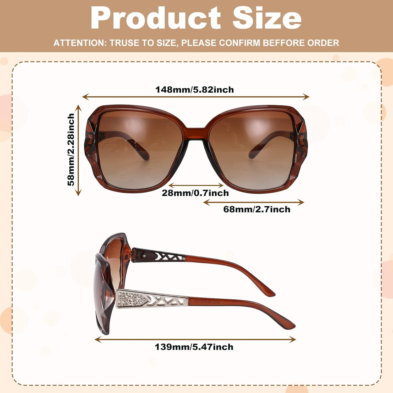 DragonflyDreams 4 Pcs Women Large Sunglasses, UV 400 Glasses Oversized Classic Trend Ladies Sunglasses Sparkling Large Frame - Image 5