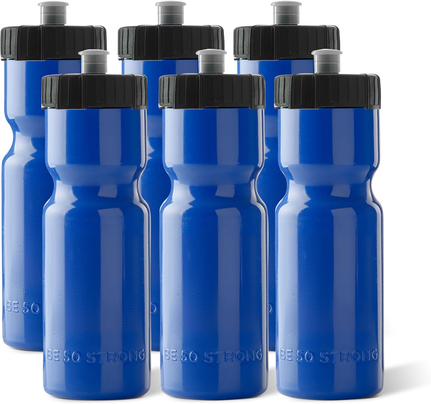 50 Strong Sports Water Bottles – Reusable 22 oz BPA-Free Plastic Bottles with Pull Top Cap – Made in USA – Top Rack Dishwasher Safe – Fits Most Bike Cages Brand - Image 2