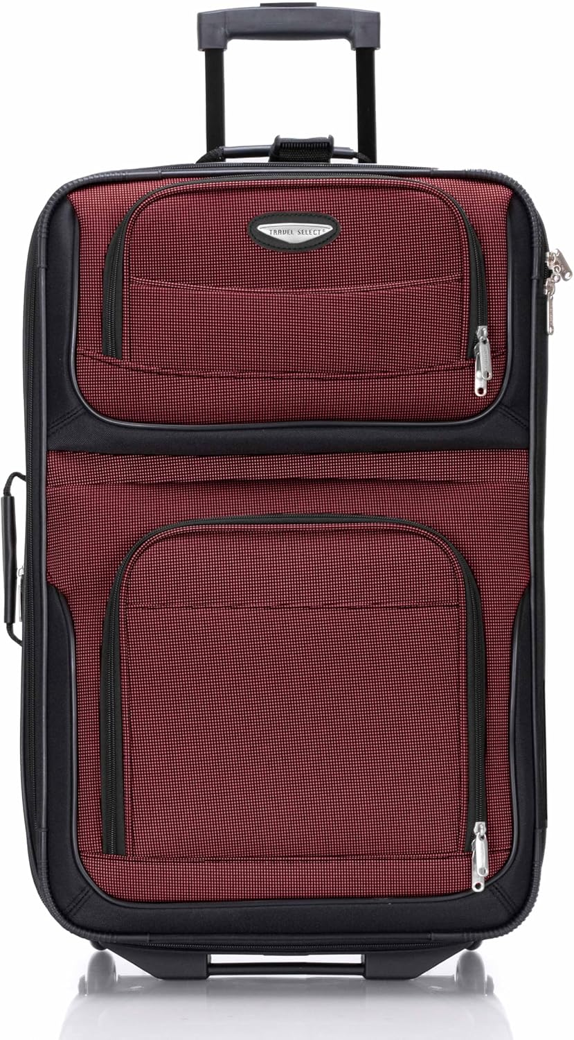 Travel Select Amsterdam 25-Inch Softside Expandable Rolling Upright Luggage, Lightweight 2-Wheel Suitcase with Push-Button Handle, Burgundy - Image 3