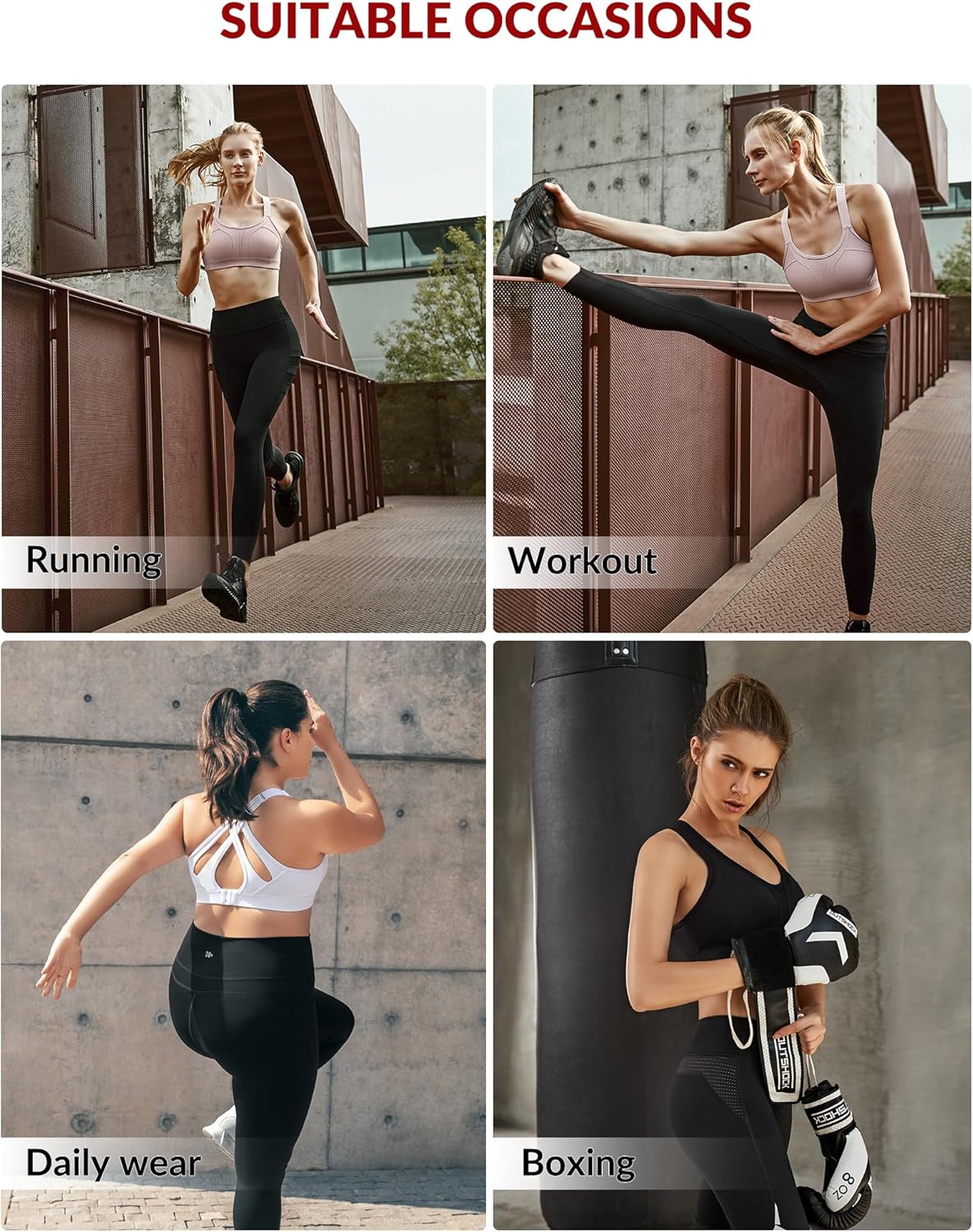 Yvette Sports Bra High Impact Adjustable Criss Cross Back, Full Support for Large Bust No Bounce - Image 7