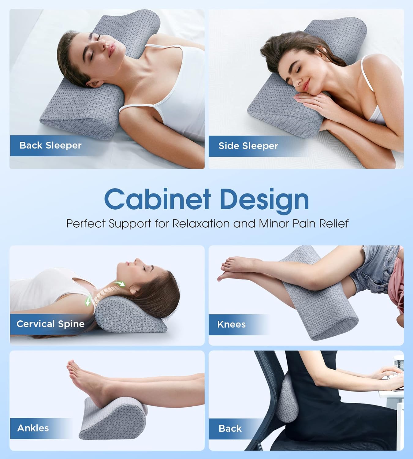 Cervical Neck Pillows for Pain Relief Sleeping, High-Density Memory Foam Pillow Neck for Bolster Support and Shoulder Relaxer, Decompression Devices Orthopedic Roll Pillow for Bed Office - Image 6