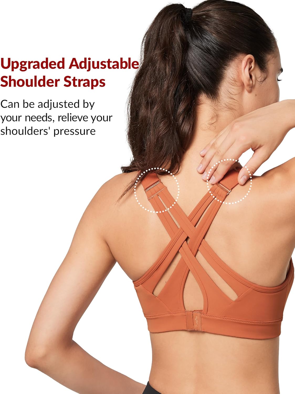 Yvette Sports Bra High Impact Adjustable Criss Cross Back, Full Support for Large Bust No Bounce - Image 4