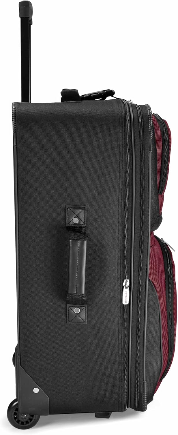 Travel Select Amsterdam 25-Inch Softside Expandable Rolling Upright Luggage, Lightweight 2-Wheel Suitcase with Push-Button Handle, Burgundy - Image 4