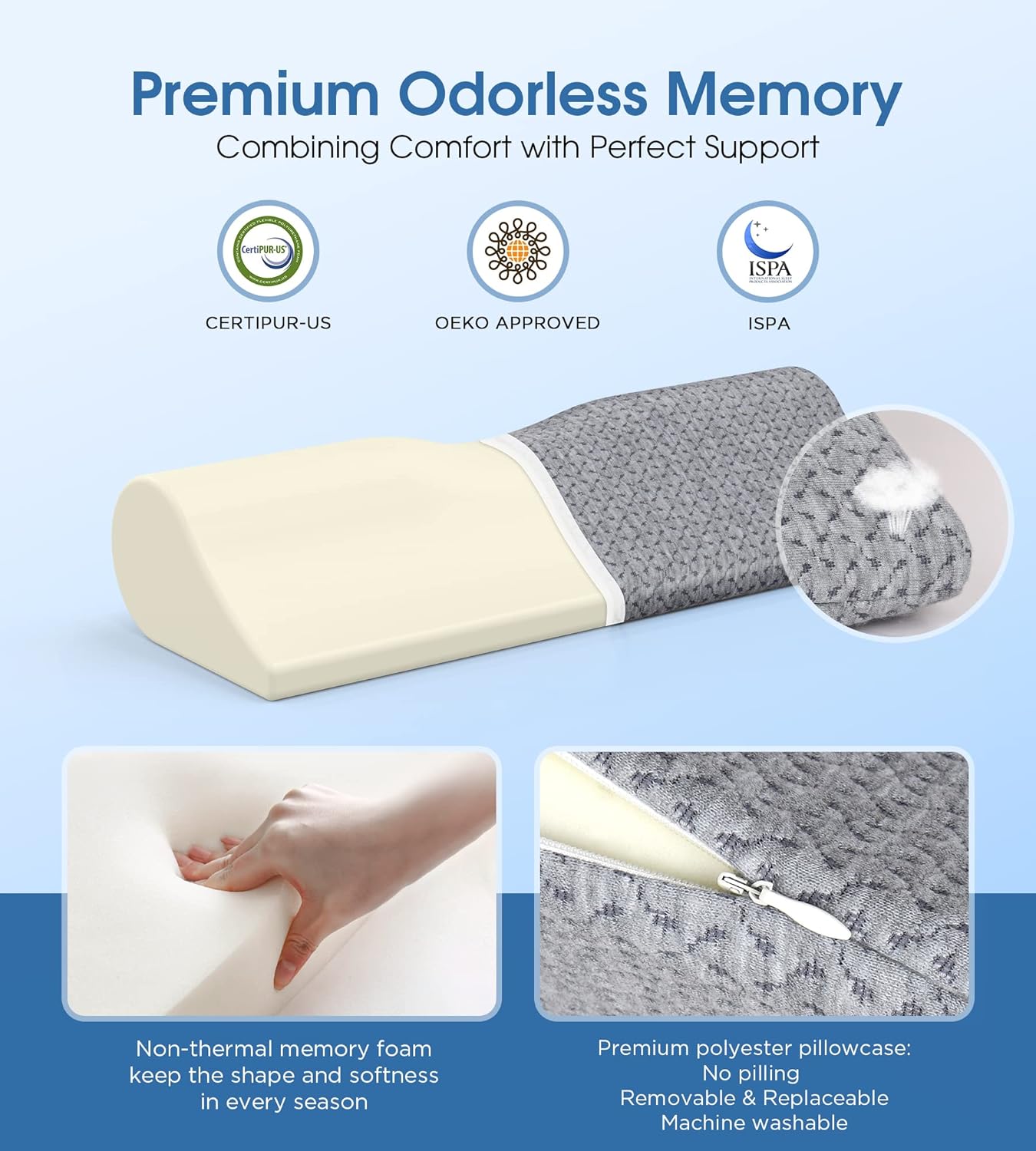 Cervical Neck Pillows for Pain Relief Sleeping, High-Density Memory Foam Pillow Neck for Bolster Support and Shoulder Relaxer, Decompression Devices Orthopedic Roll Pillow for Bed Office - Image 7