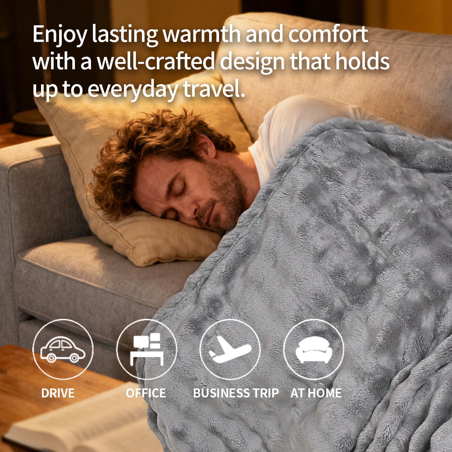 Travel Blanket and Pillow-2-in-1, Ultra-Soft&Compact,Airplane Blanket with Hand Luggage Belt and Backpack Clip,Travelers Accessories Gifts, 61x43 Inches(Gray) - Image 6