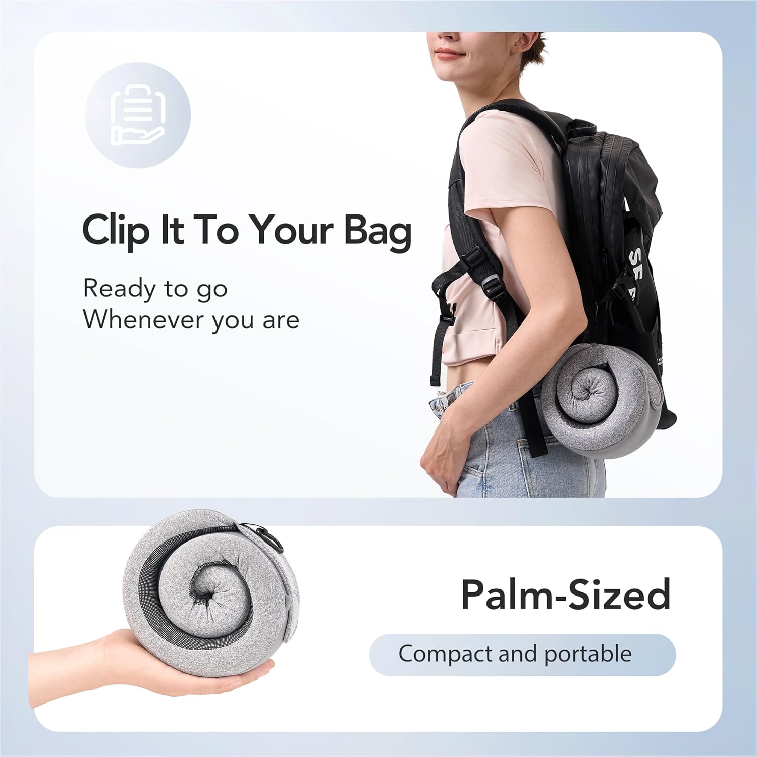 KPNEOL Travel Pillow, 100% Pure Memory Foam Travel Neck Pillow Airplane Neck Support Ergonomic Design for Traveling Suitable for Airplanes,Offices and Cars-Gray - Image 6