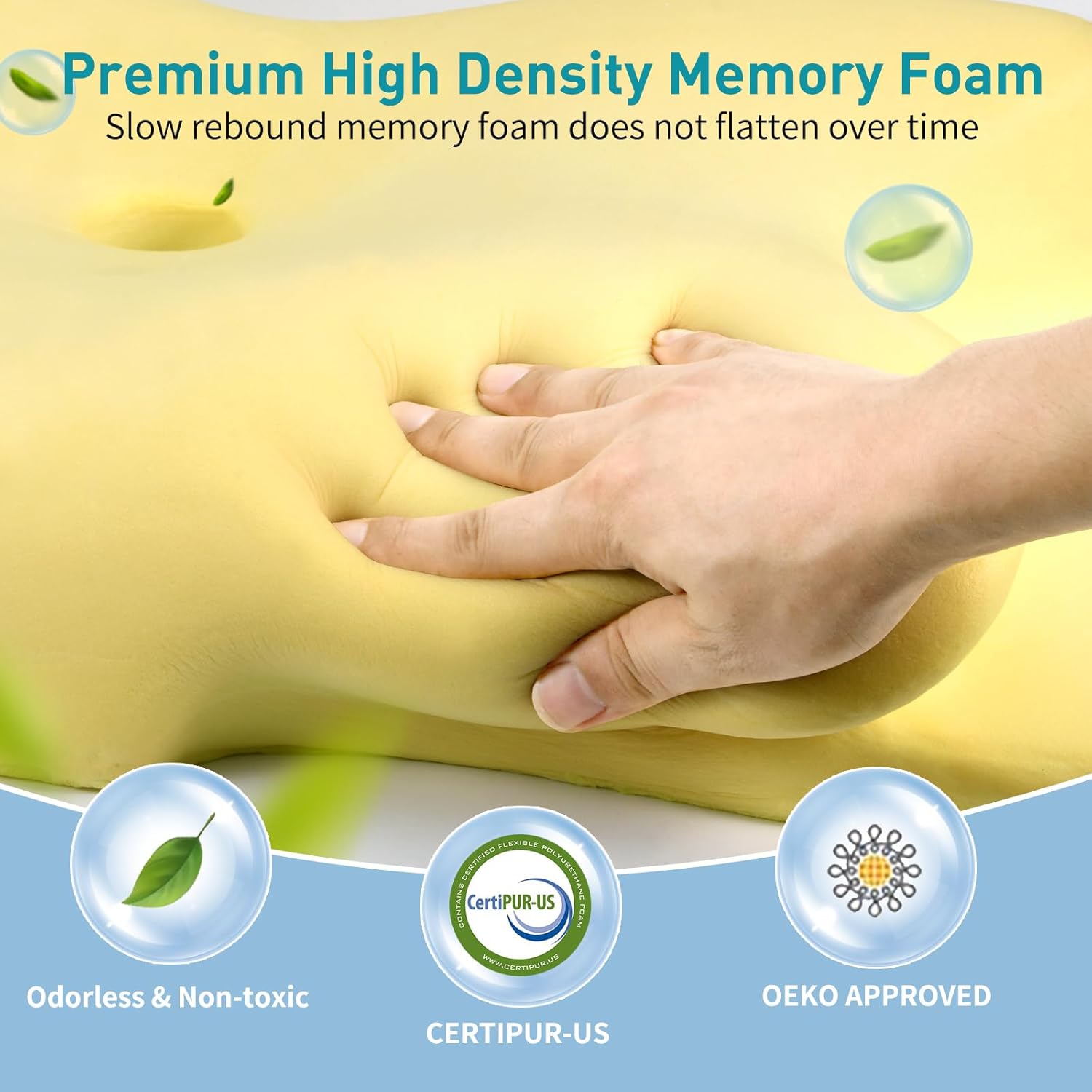 Cervical Neck Pillow for Pain Relief - Ergonomic Side Sleeper Pillow for Neck Support, Contour Pillow for Bed Sleeping, Cooling Memory Foam Pillows Orthopedic Pillow for Back Stomach Sleepers - Image 6