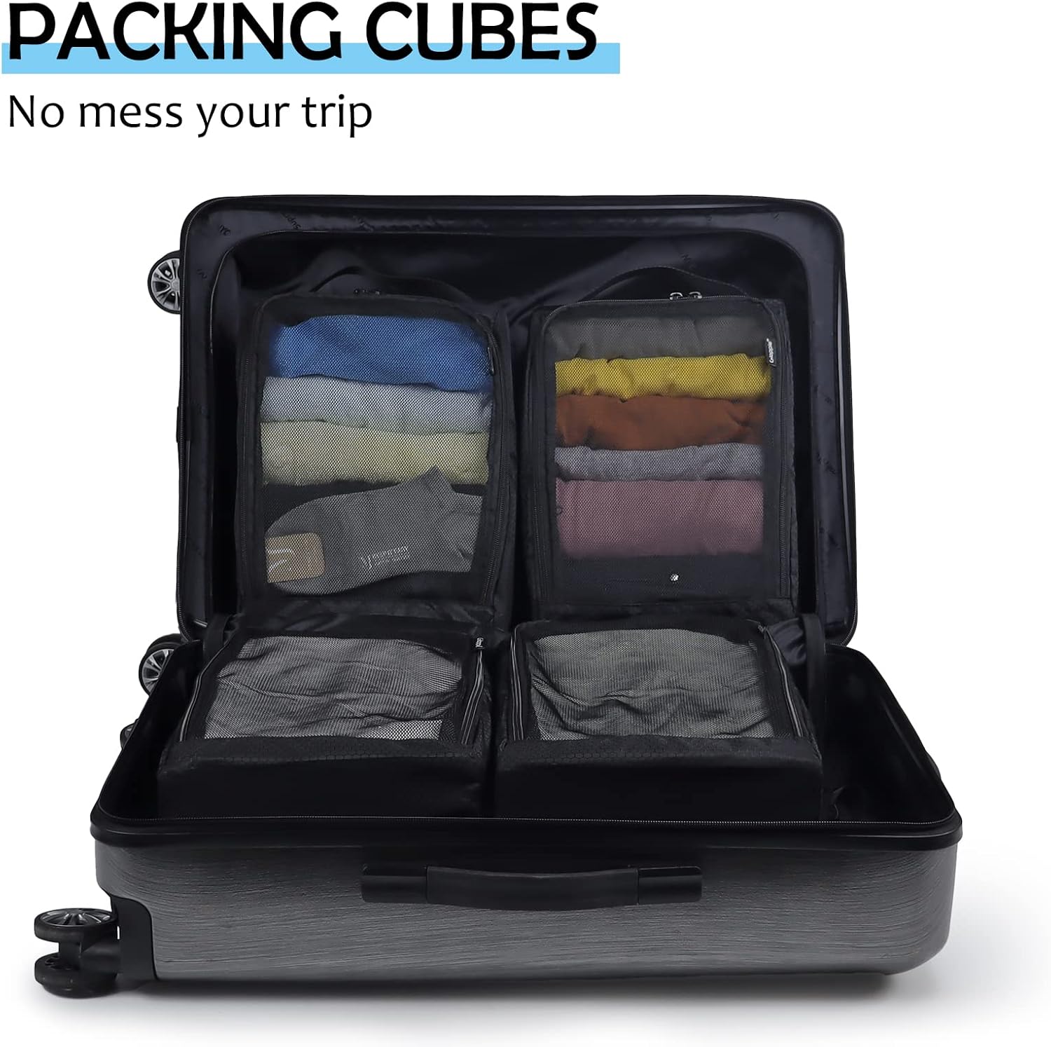 Gloppie 4-Pack Packing Cubes for Luggage - Organizer Suitcase Bags Set - Carry On Travel Accessories - Image 7