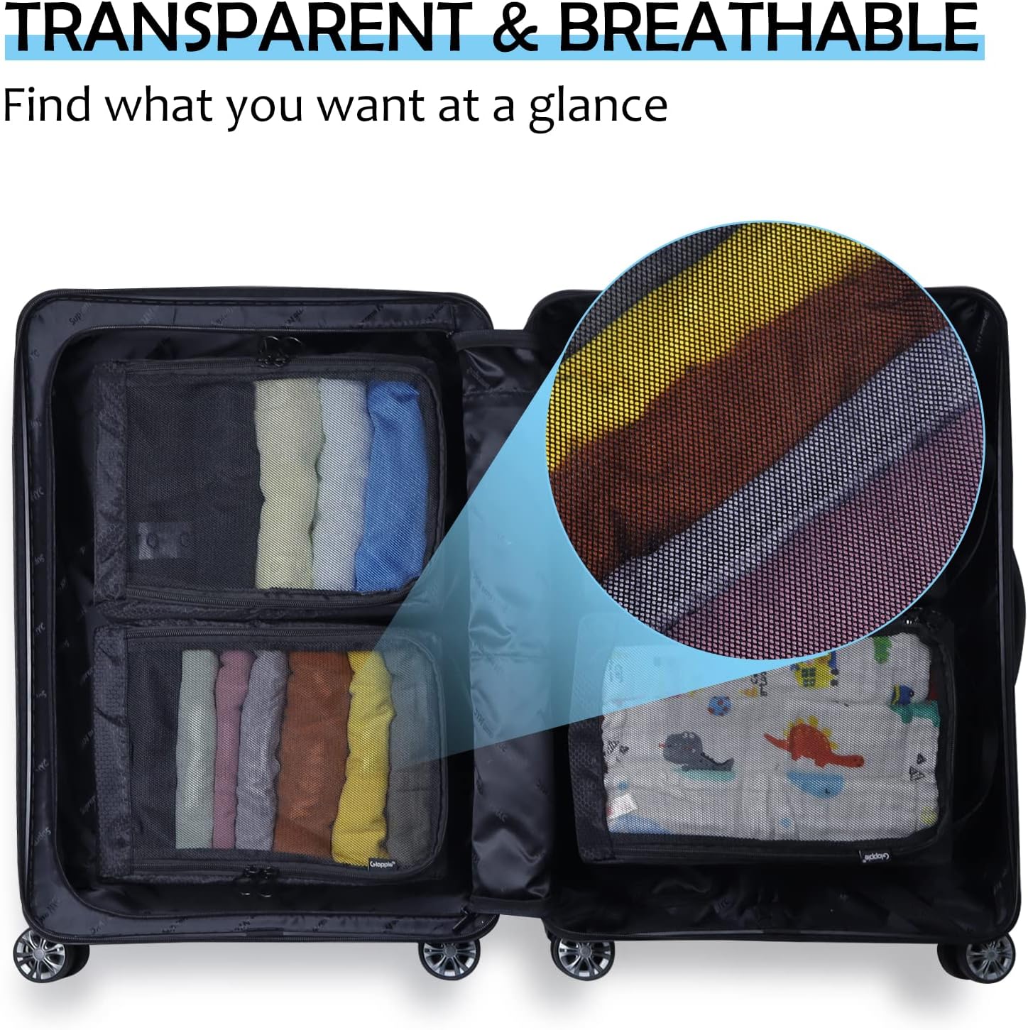 Gloppie 4-Pack Packing Cubes for Luggage - Organizer Suitcase Bags Set - Carry On Travel Accessories - Image 8