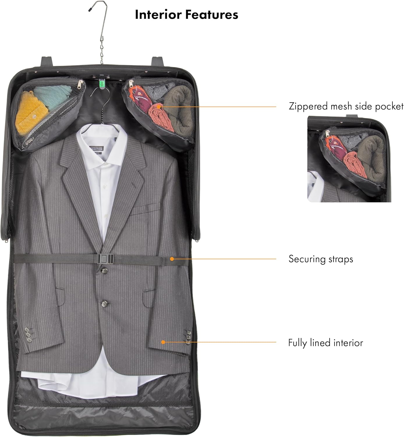 Travel Select Amsterdam Business Rolling Garment Bag, Softside Expandable Rolling 2-Wheeled Suit Carrier, Navy, One Size - Image 8