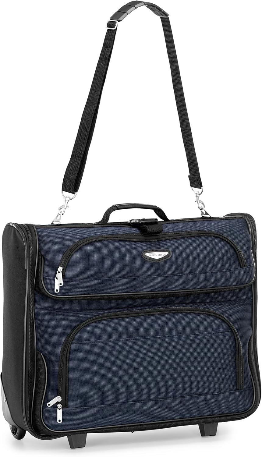 Travel Select Amsterdam Business Rolling Garment Bag, Softside Expandable Rolling 2-Wheeled Suit Carrier, Navy, One Size - Image 10