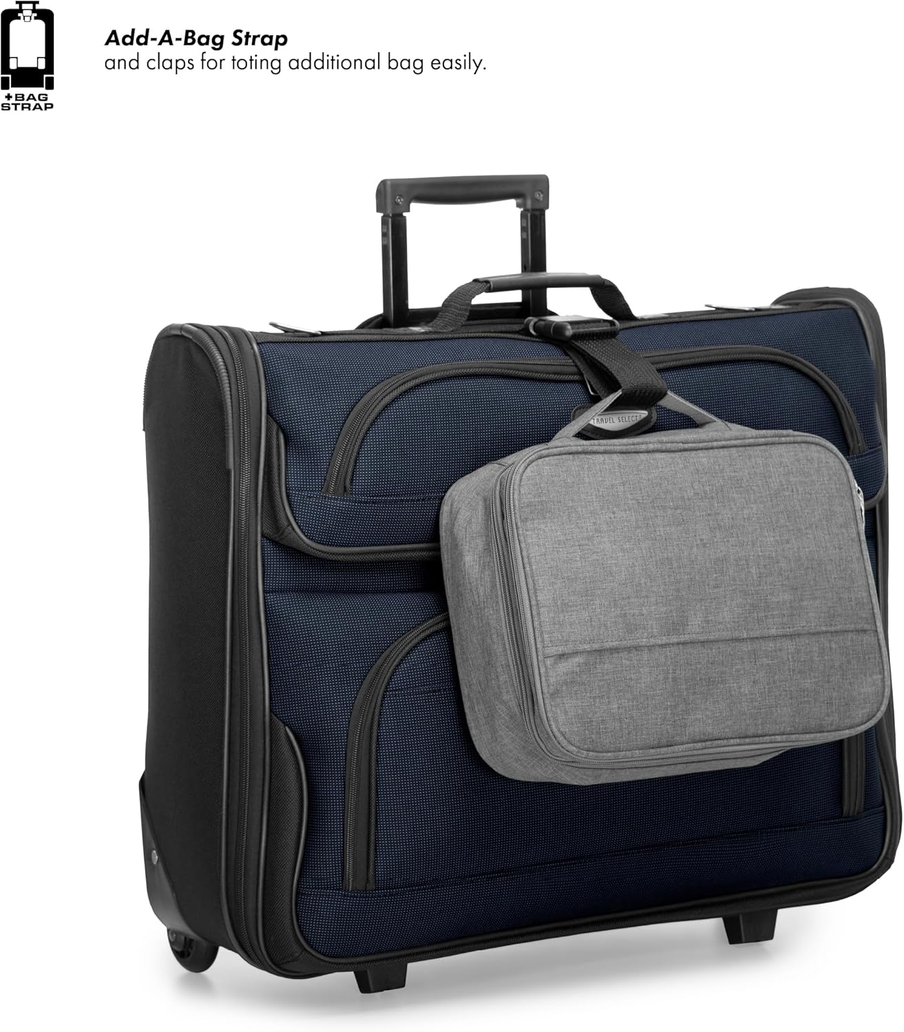 Travel Select Amsterdam Business Rolling Garment Bag, Softside Expandable Rolling 2-Wheeled Suit Carrier, Navy, One Size - Image 6