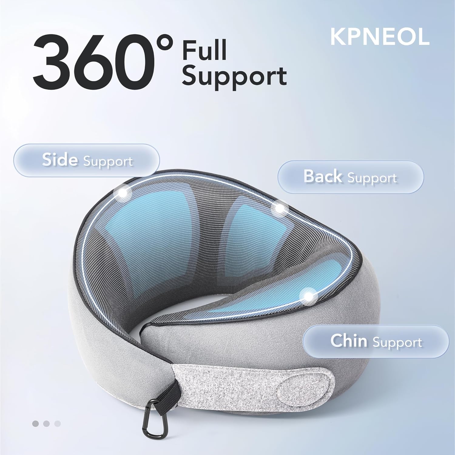 KPNEOL Travel Pillow, 100% Pure Memory Foam Travel Neck Pillow Airplane Neck Support Ergonomic Design for Traveling Suitable for Airplanes,Offices and Cars-Gray - Image 3