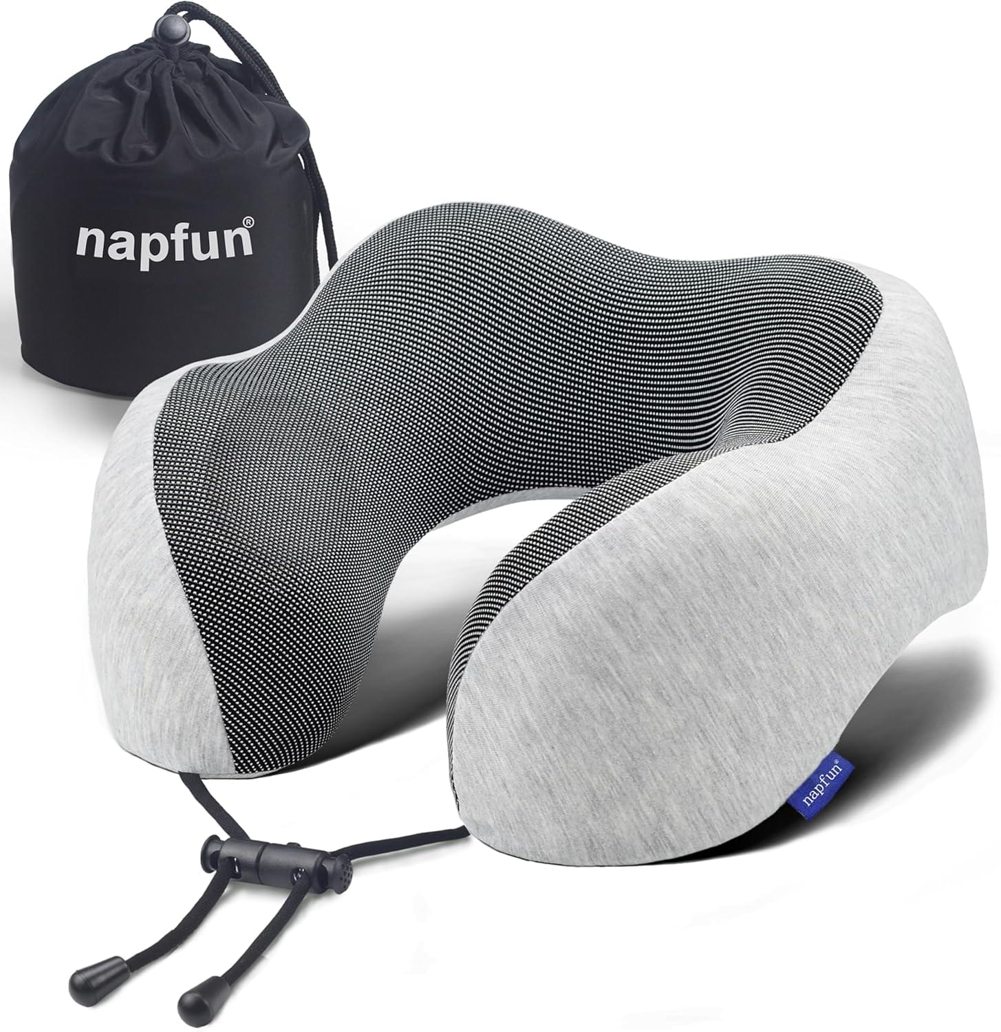 napfun Neck Pillow for Traveling, Upgraded Travel Neck Pillow for Airplane 100% Pure Memory Foam Travel Pillow for Flight Headrest Sleep, Portable Plane Accessories, Light Grey - Image 2